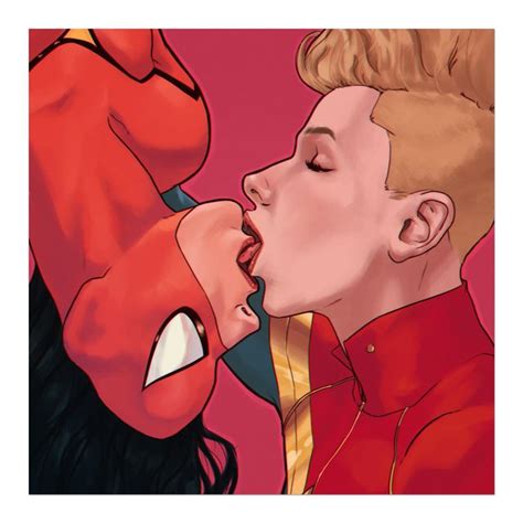 Spider Woman And Captain Marvel Kissing Avengers Lesbian