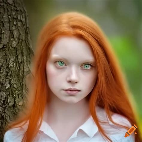 Hyper Realistic Portrait Of Red Haired Girl Tied To A Tree On Craiyon