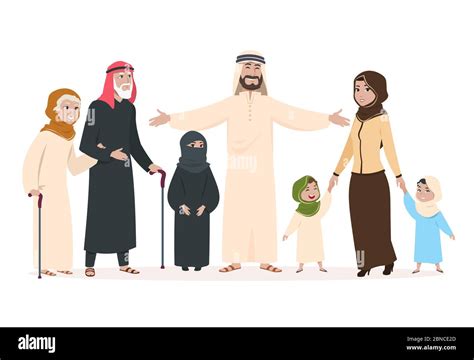 Arabische Familie Muslimische Mutter Und Vater Glückliche Kinder Und