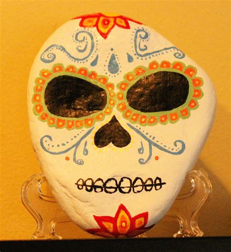 Painted Rock Mexican Sugar Skull Painted Rocks Calaveras Skulls