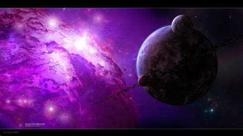 Wallpaper 1920x1080 Px Nebula Planet Purple Space