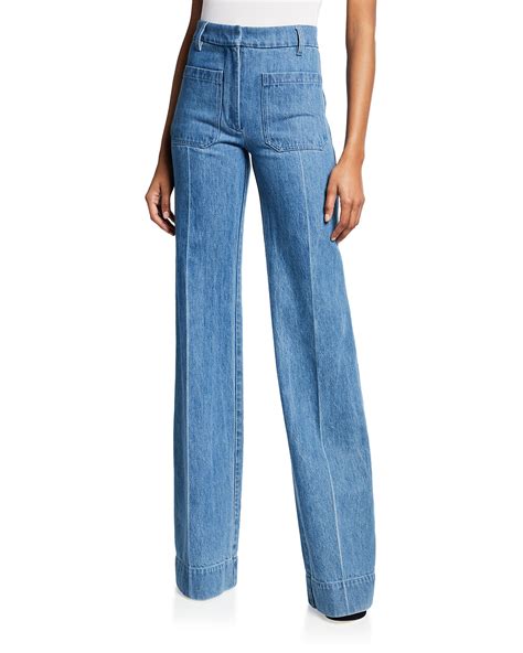 Victoria Beckham High Rise Patch Pocket Denim Jeans Neiman Marcus