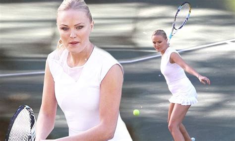 Shes The Real Trophy Malin Akerman Looks Sexy In Revealing Tennis Outfit As She Deals With The