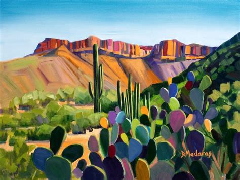 A Colorful Desert Painting Featuring The Arizona Landscape Aravaipa