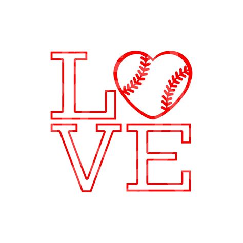 Baseball Love Svg Softball Svg Heart Svg Printable Cut File Etsy