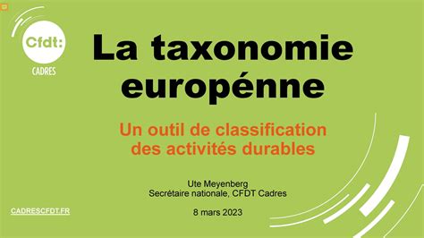 La Taxonomie Européenne Cfdt Fgmm