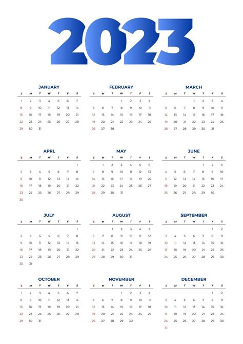 Simple Blue 2023 Calendar 2909090 Vector Art At Vecteezy