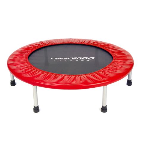 Lay out the 4 frame sections in a circle with the leg stubs facing the put the first clamp together just below the trampoline frame on one of the trampoline leg uprights, using one nylock nut. Crescendo Fitness 32" Mini Jump Trampoline - Red