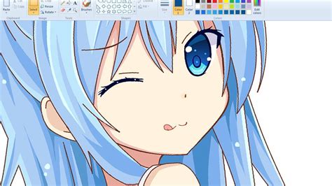 Speedpaint Draw Anime Girl On Ms Paint Aqua Youtube