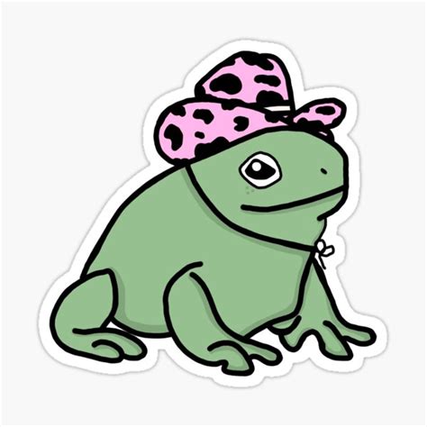 Frog Wearing A Pink Cowboy Hat Aesthetic Sticker By Reesewolf
