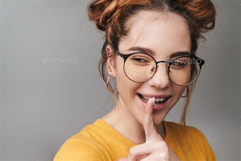 Close Up Of A Cute Young Teenage Girl Wearing Glasses Stock Photo By