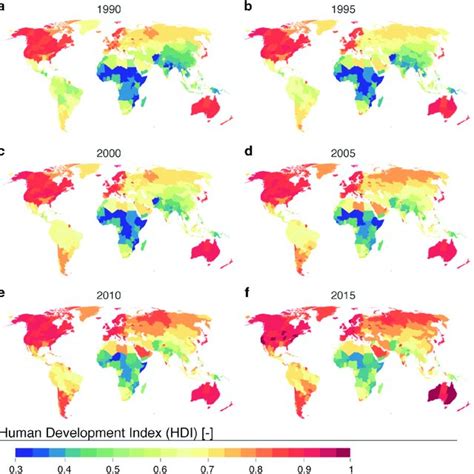 Maps Of Human Development Index Hdi For Six Selected Years Over The