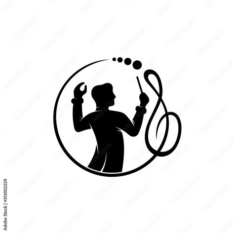 Fototapeta Music Logo Man Silhouette With Music Note Logo Design