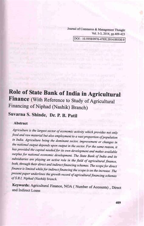 Role of bank includes capital formation, encourages innovation, monetization of money, influence the economic activity, facilities of monetary and fiscal policy. (PDF) Role of State Bank of India in Agricultural Finance ...