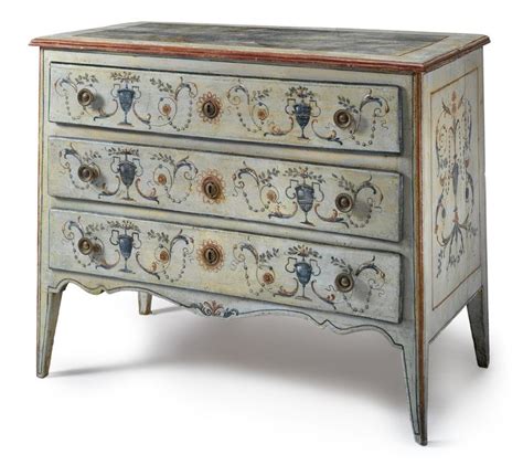 C1780 A North Italian Neoclassical Polychrome Painted Commode Circa