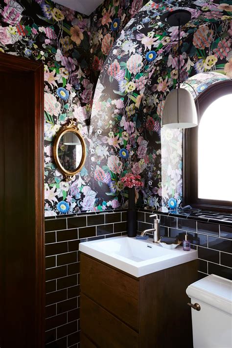 Black Bathroom With Floral Wallpaper Hgtv