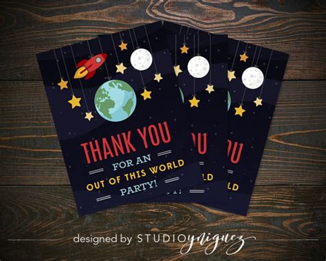 Outer Space Printable Thank You Cards Out Of This World Thank Etsy