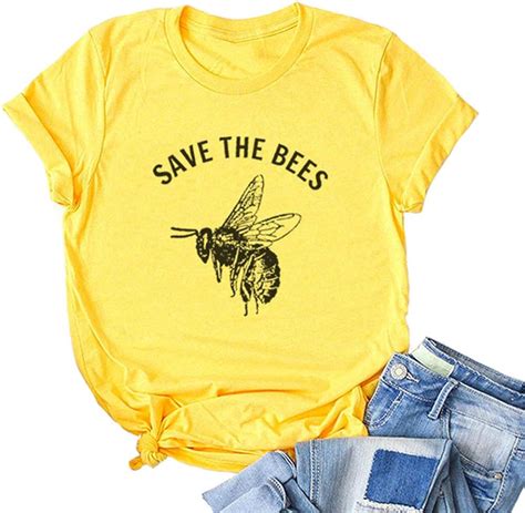 Save The Bees T Shirt Women Casual Vintage Cute Honey Graphic Beekeeper