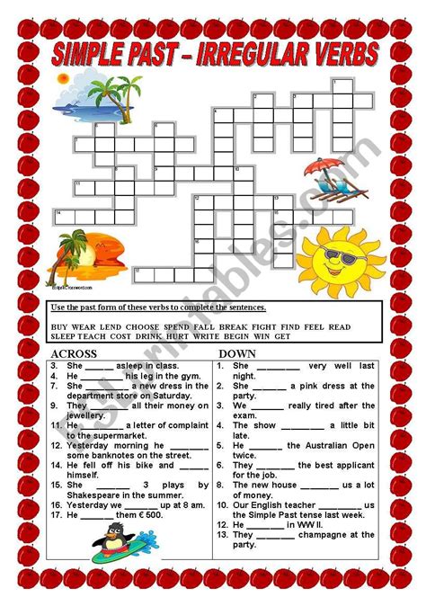 Simple Past Irregular Verbs Esl Worksheet By Ildibildi