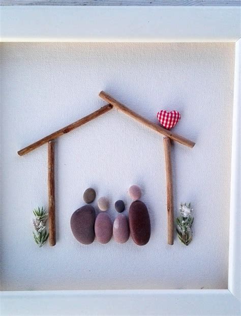 Pebble art family4, Family4 wall art,christmas family gift, family4 portrait, pebbleart, home ...