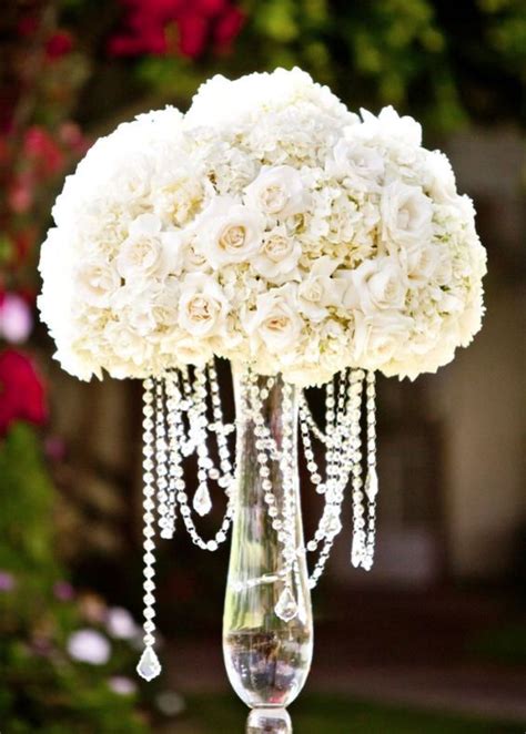 White Rose Glass Vase Wedding Reception Centerpiece