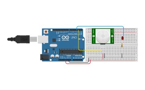 Circuit design Experiência - Sensor Movimento PIR | Tinkercad