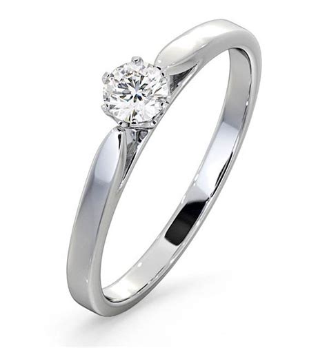 Engagement Ring Certified Low Set Chloe 18k White Gold Diamond 025ct