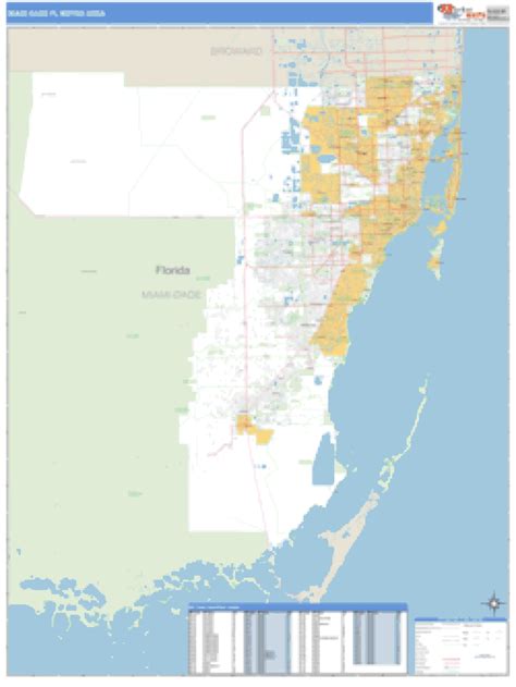 Miami Florida Metro Area Wall Map