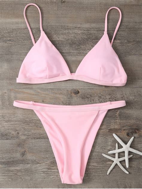 Low Waisted Spaghetti Strap Bikini Swimwear Pink Bikinis Zaful