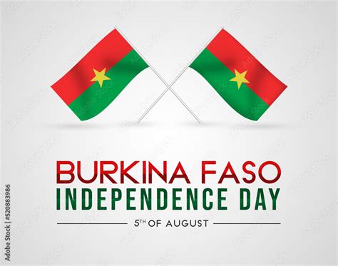 Happy Independence Day Burkina Faso With Waving Flags And Typography