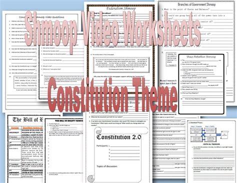 Shmoop Video Worksheets Bundle of 8- Constitution Themed ...