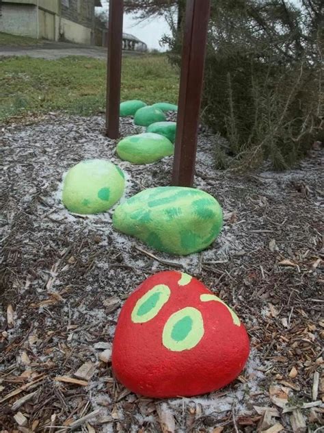 Hungry Caterpillar Painted Rocks For Outdoor Play Yard Preschool