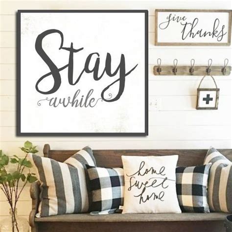 Stay Awhile Sign T For Her White Farmhouse Sign Fixer Upper Home