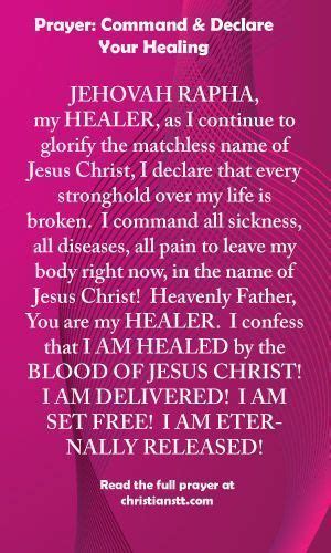 Prayers For Healingprayer Command And Declare Your Healing Healing