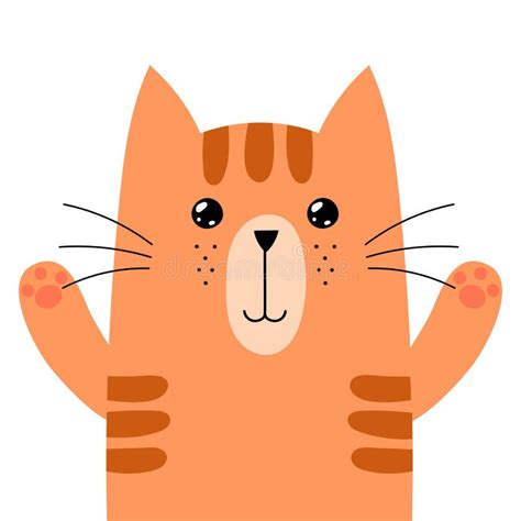 Funny Ginger Cat Isolated Element Cute Feline Character In Cartoon