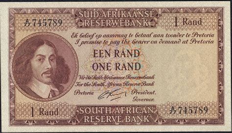 My Currency Collection South Africa Currency 1 Rand Banknote 1965 Jan