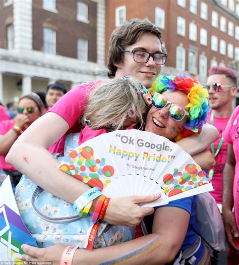 London Pride Capital Bursts With Rainbow Colours Daily Mail Online
