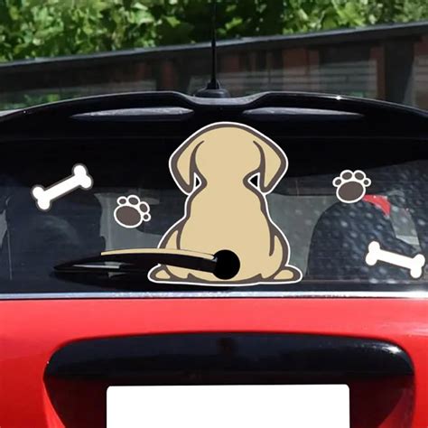 3d Car Stickers Cartoon Funny Dog Moving Tail Car Rear Window Sticker