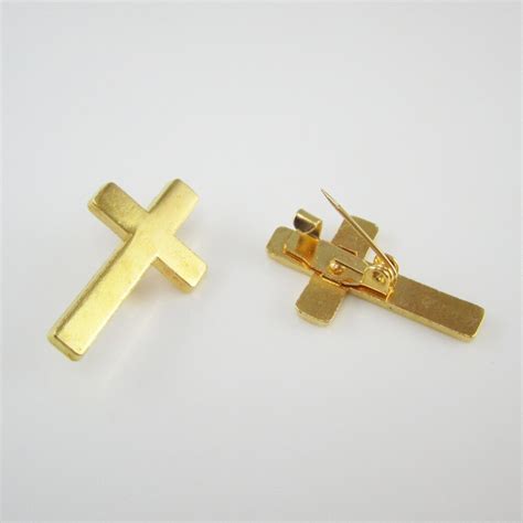 50pcs Of Gold Tone Religious Christian Booches Cross Lapel Pins In