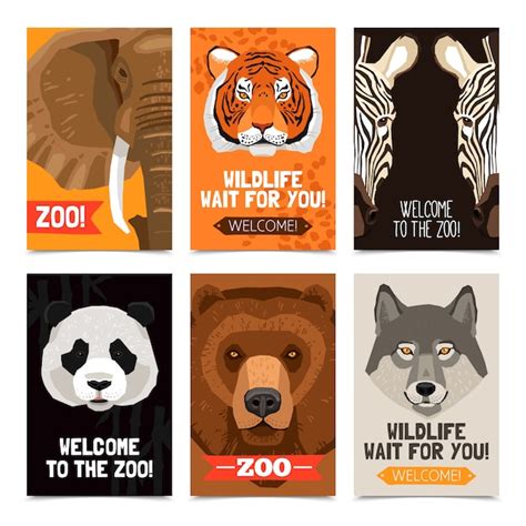 Free Vector Animals Mini Posters Set