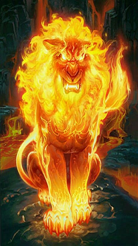 Fire Lion Fantasy Creatures Lion Art Mythical Creatures