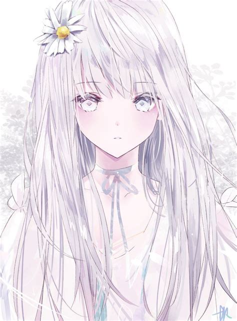 Anime Girl With Silver Hair And White Eyes