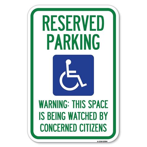 Signmission Reserved Parking With Handicap Symbol Warning This