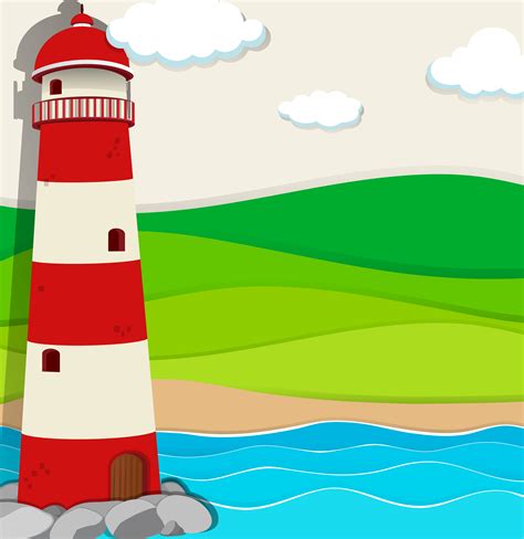 Lighthouse In The Ocean 361583 Vector Art At Vecteezy