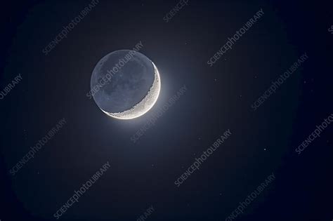 Earthshine On The Waxing Moon Stock Image C0495376 Science Photo