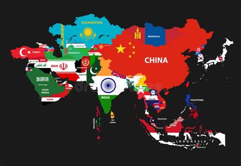 Mapa De Asia Con Banderas