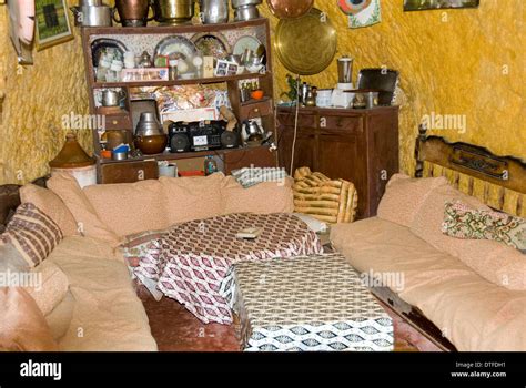 Morocco Nr Fez Interior Cave Dwelling In Bhalil Stock Photo Alamy