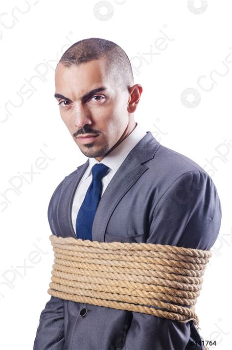 Businessman Tied Up With Rope Stock Photo Crushpixel