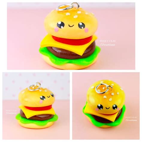 Cheeseburger Kawaii Charm Sweet Clay Creations In 2021 Clay