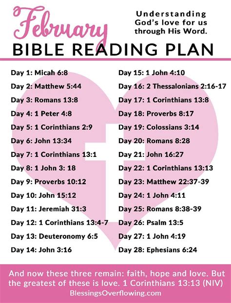February Bible Reading Plan Understanding Gods Love For Us Through